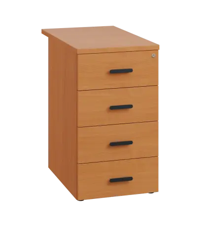 LKC 2 - 71 kontejner přístavný, 4-zásuvkový, deska 25 mm, centrální zámek, buk Royal